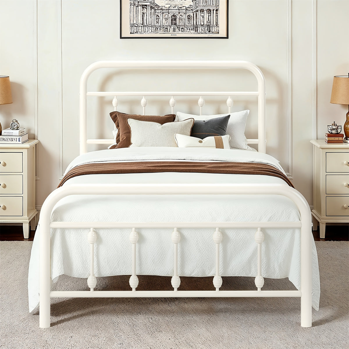 14 inch vintage metal bed frame iron headboard footboard - Temu