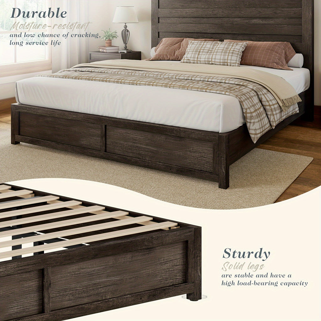 farmhouse bed frame featuring a 49 inch high - Temu