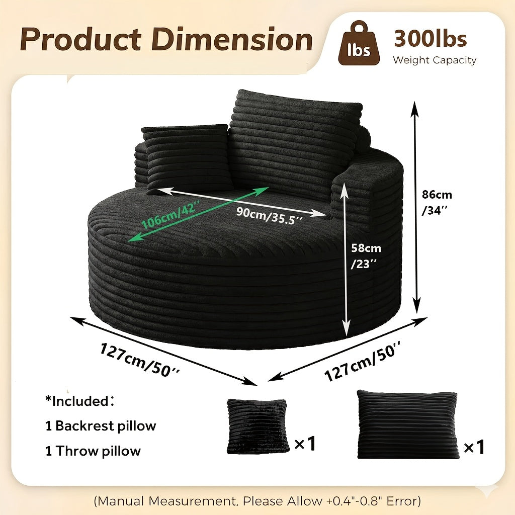 oversized round chaise lounge chair flannel fabric deep seat - Temu