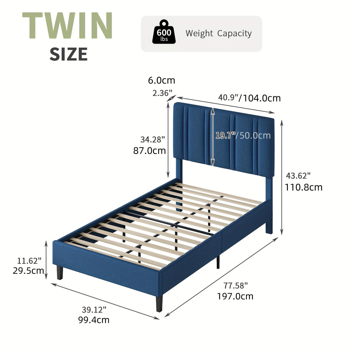 twin full queen size bed frame headboard sturdy wooden - Temu