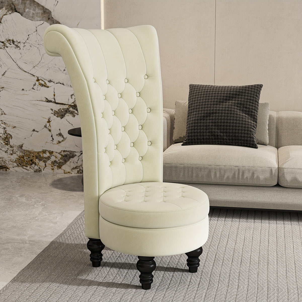 back chair velvet armless accent chair button - Temu