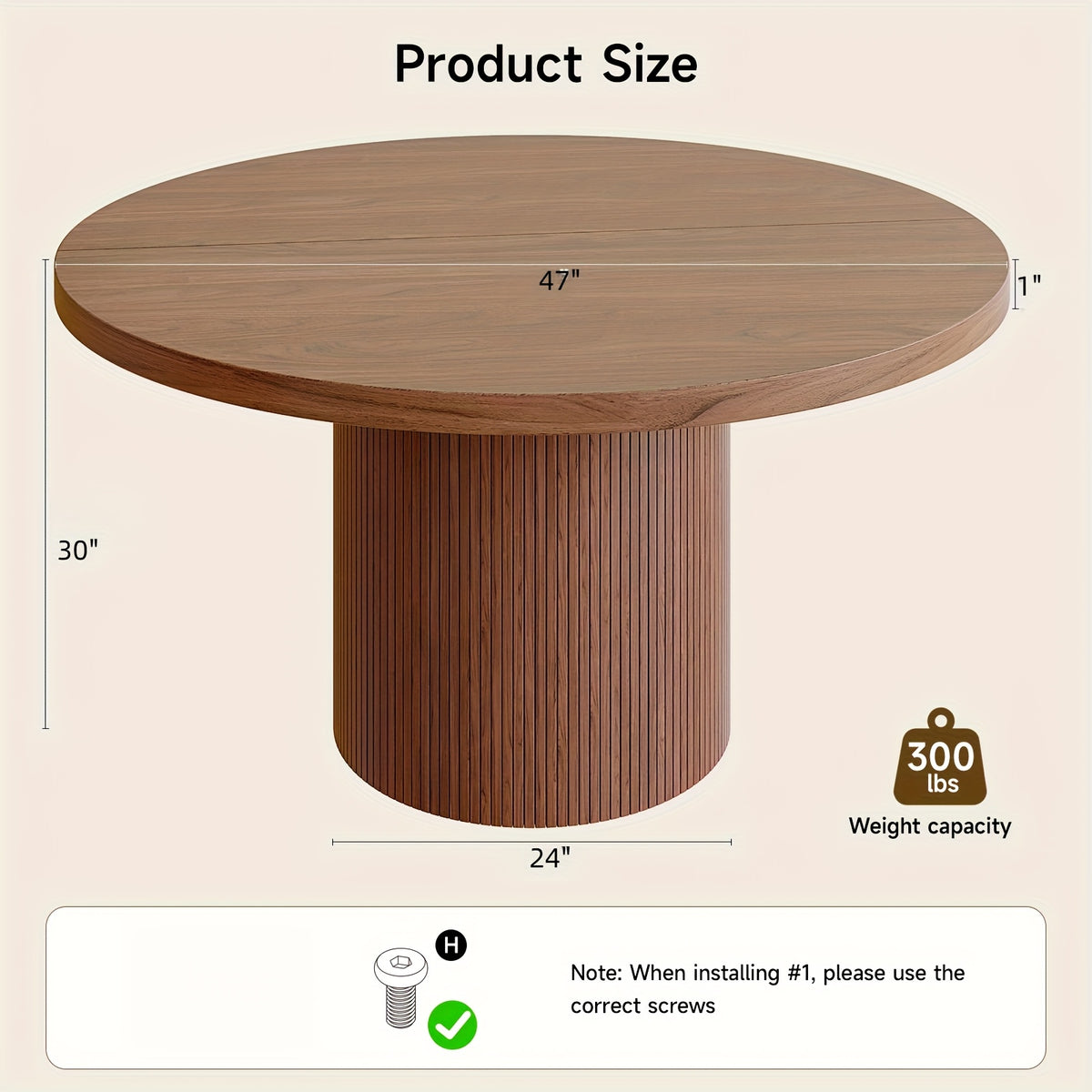 47 inch round dining table 4 circle kitchen table wood strip - Temu