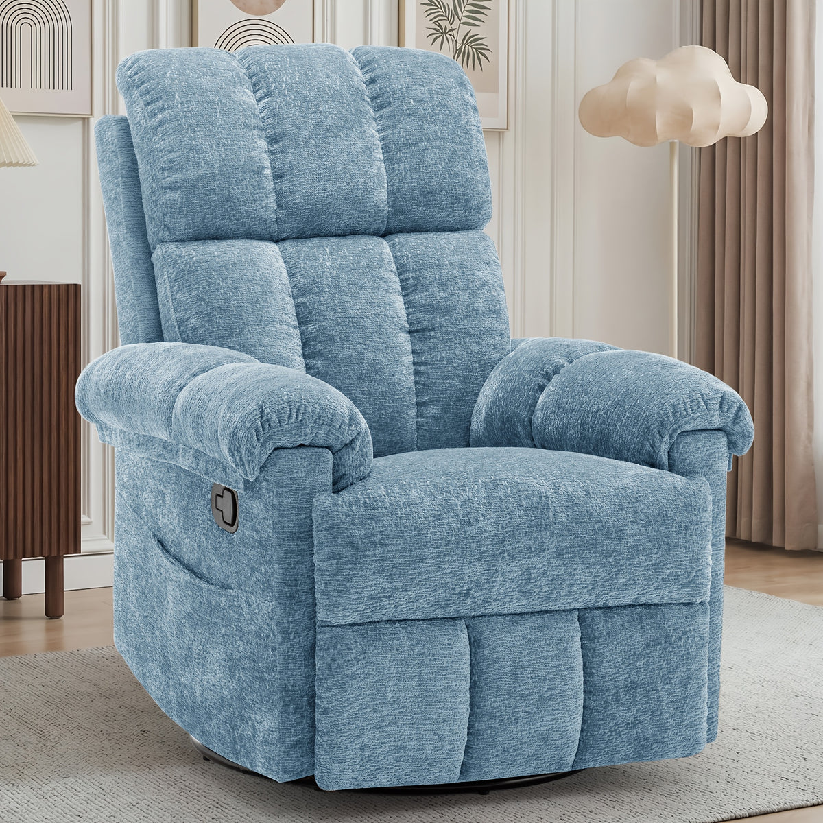 chenille manual swivel rocking chair comfortable fabric high - Temu