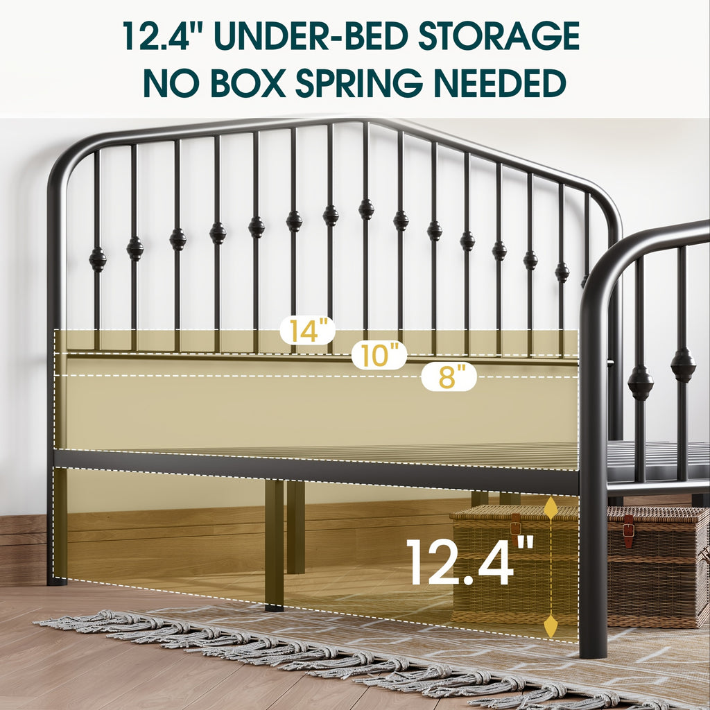 14 metal bed frame victorian headboard footboard - Temu