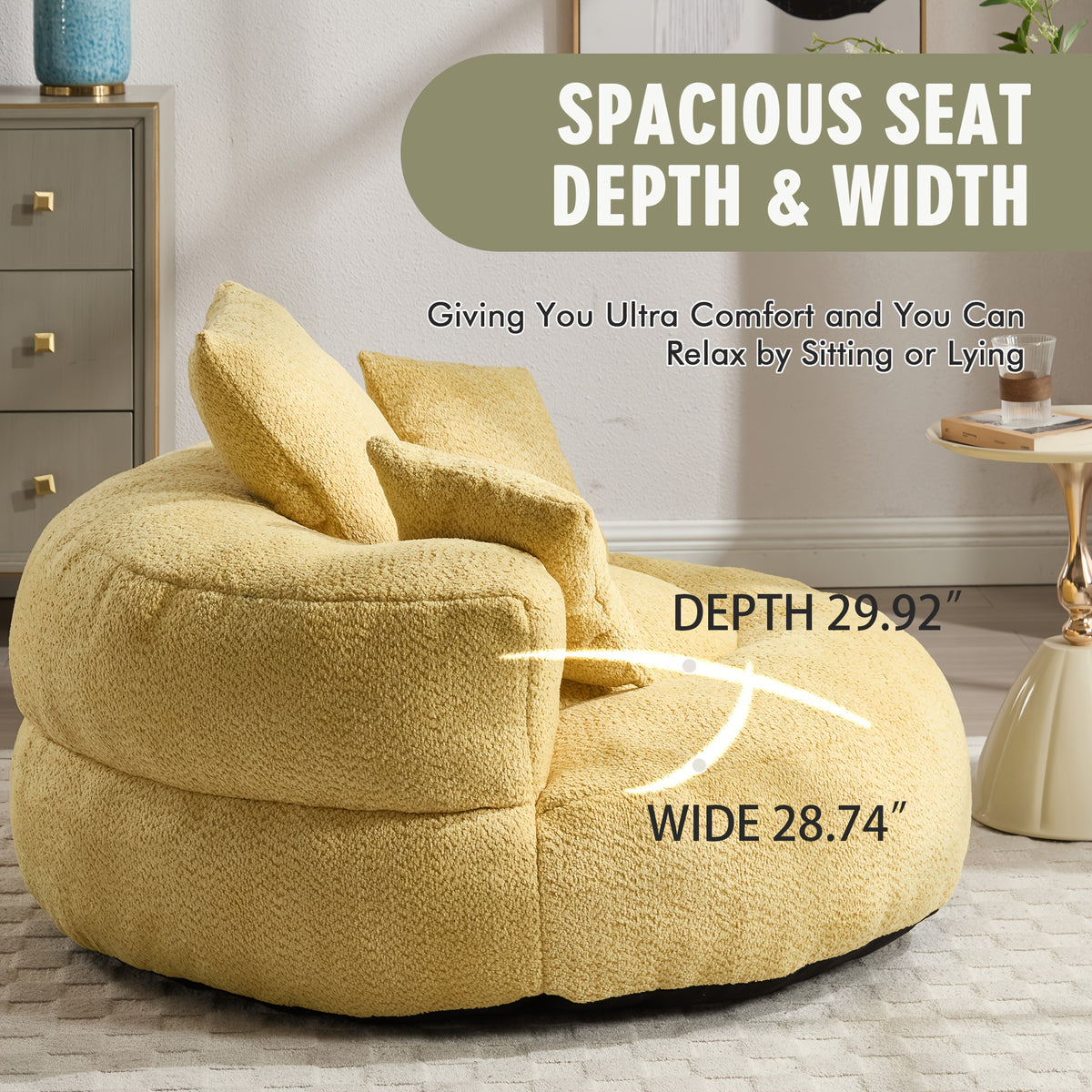 lazy sofa chenille durable   lounger high back bean - Temu