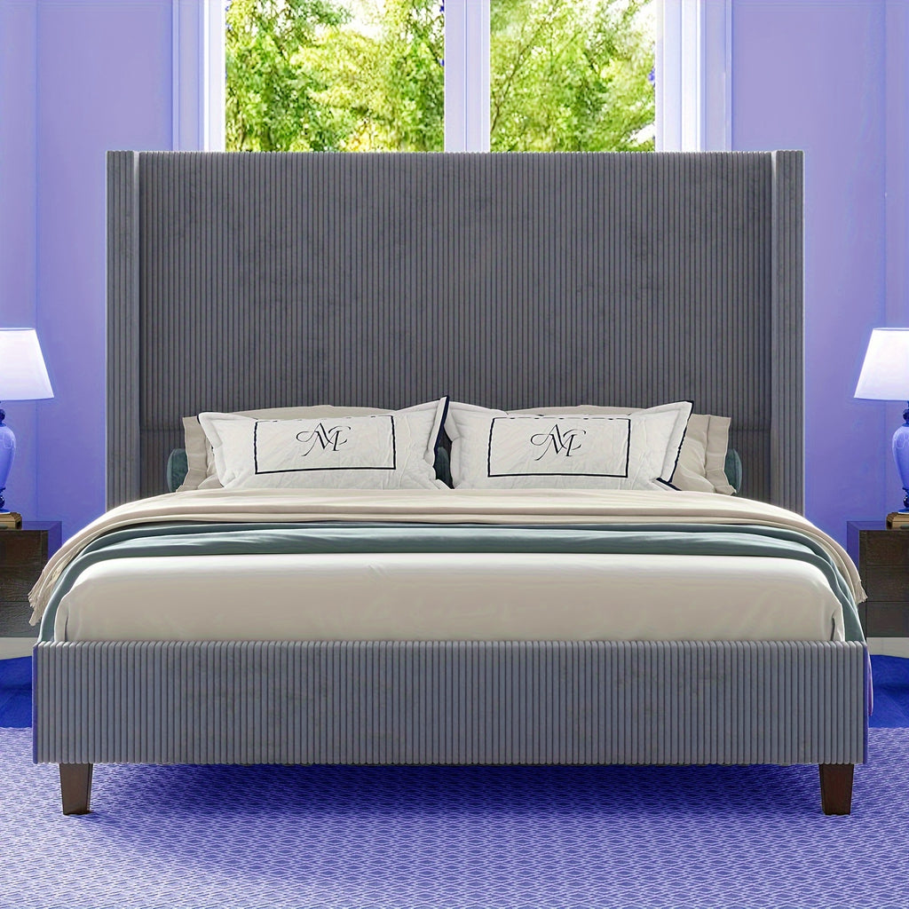61 platform bed frame upholstered bed corduroy wingback - Temu