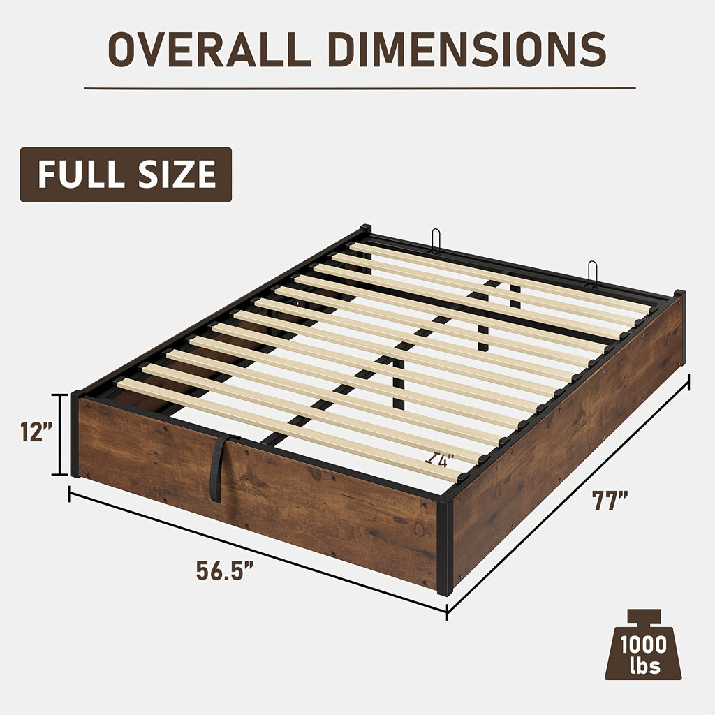 lift storage bed storage underneath wooden platform bed - Temu