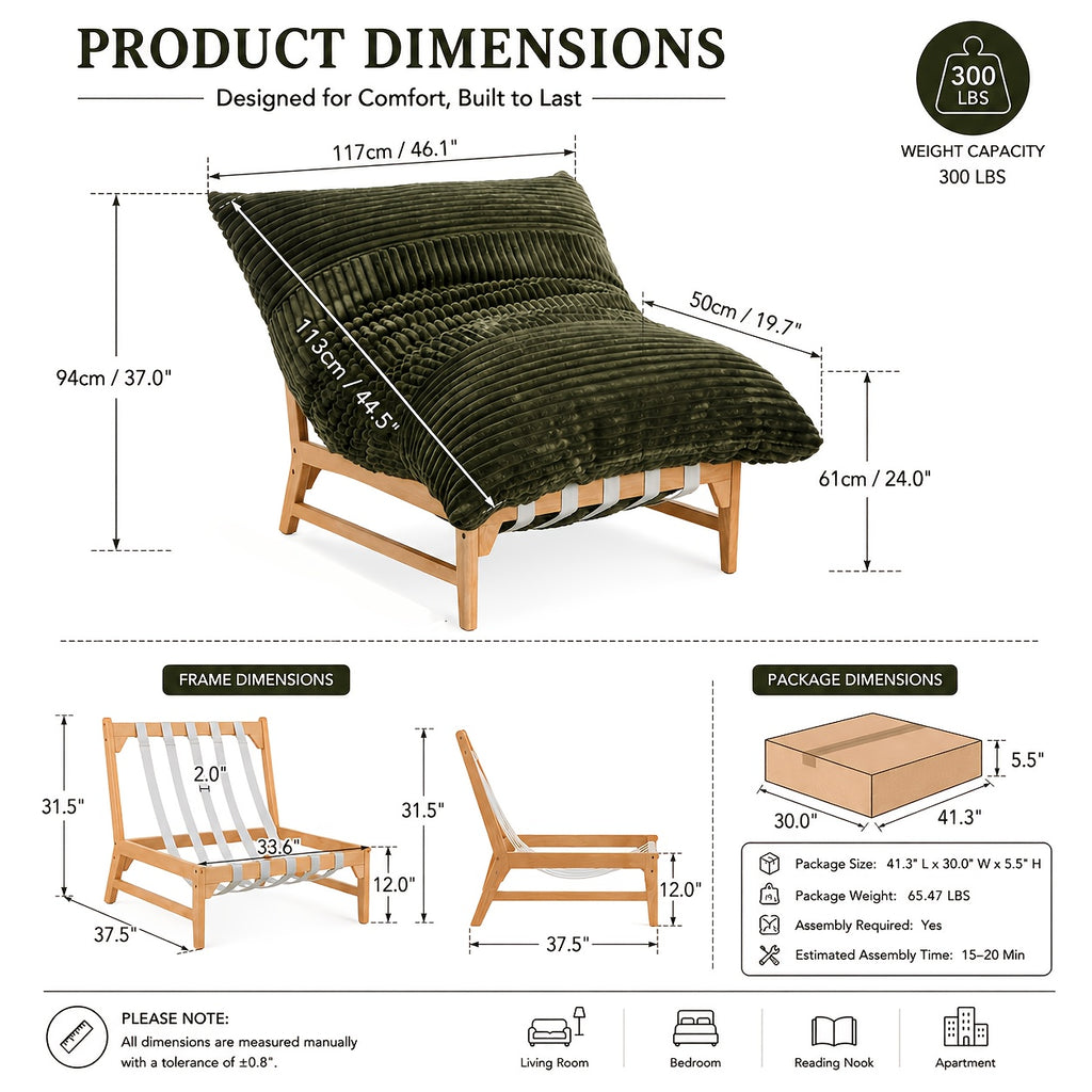 46 oversized sofa chair modern accent chair   bean - Temu