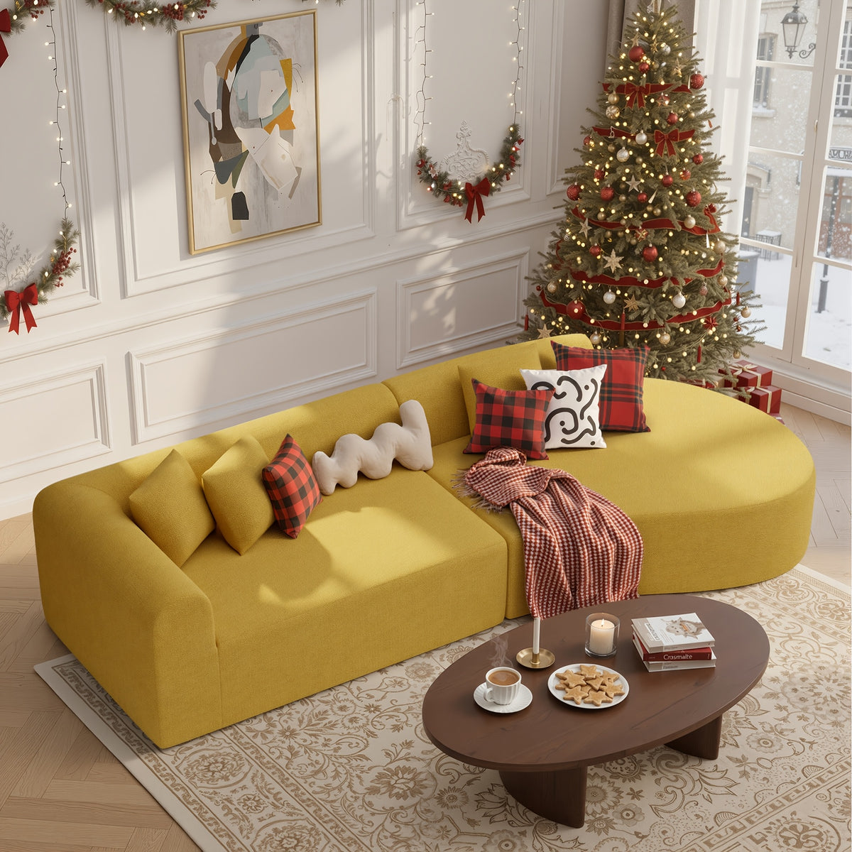 116 curved sofa throw pillows 4 seater luxury chenille - Temu