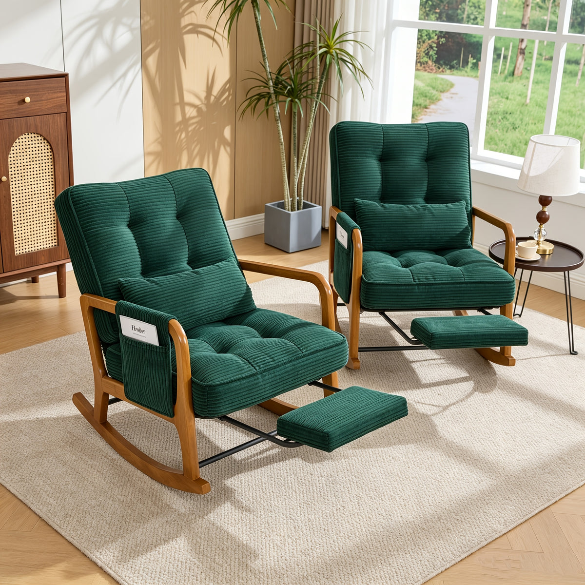 modern corduroy leisure rocking recliner side pocket - Temu