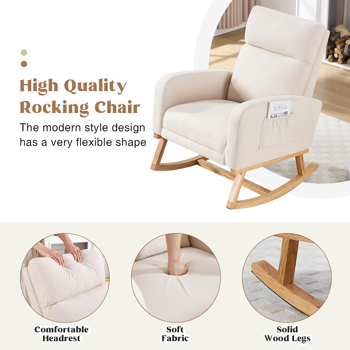 solid wood swivel rocker recliner slow rock mechanism - Temu