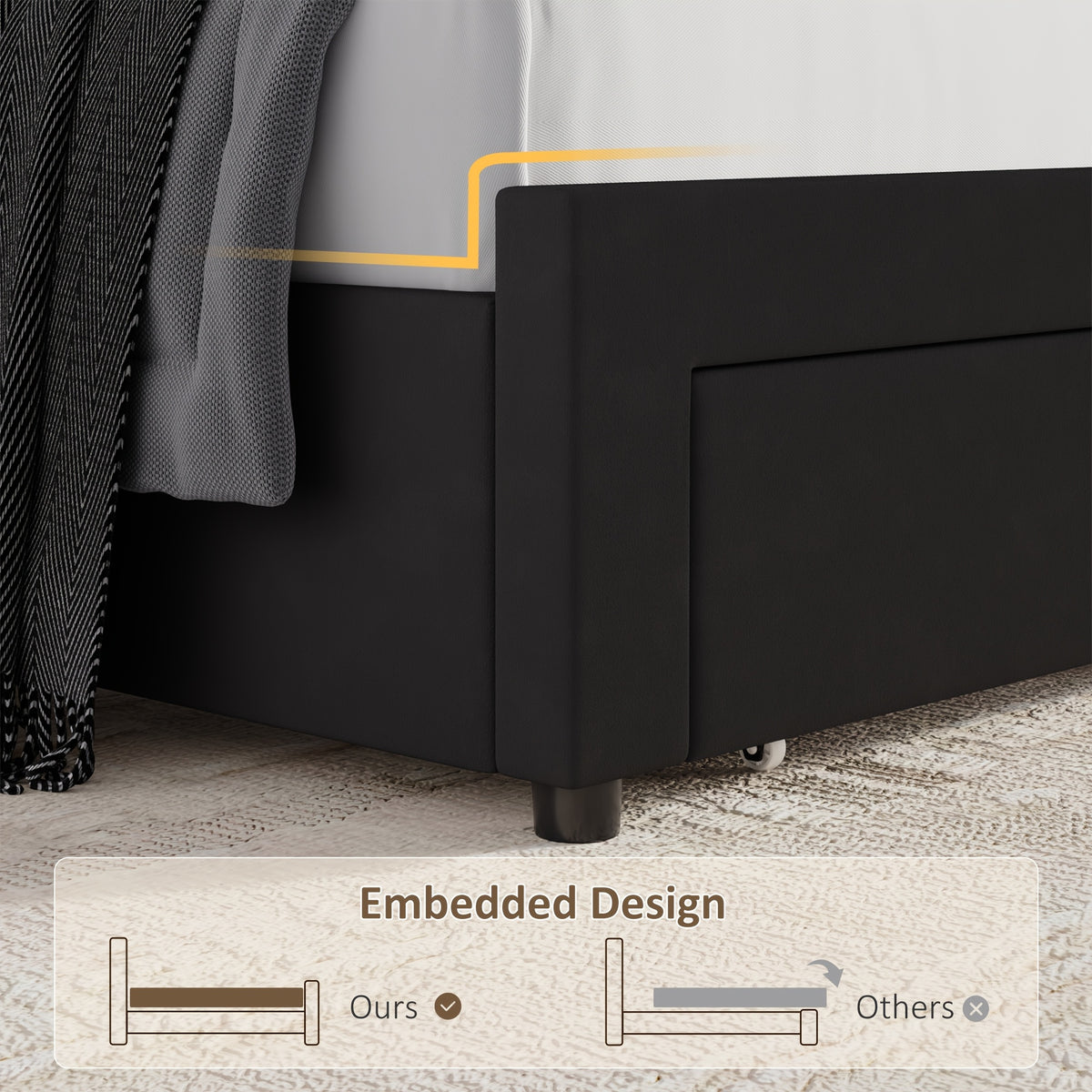 fultru full queen king upholstered led bed frame 2 storage - Temu