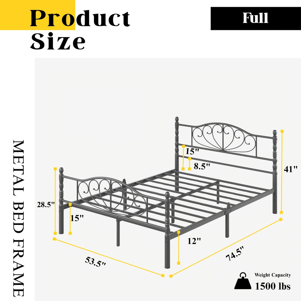 12 inch metal platform bed frame victorian style headboard - Temu