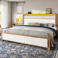 queen king solid wood bed frame led light usb a type c - Temu