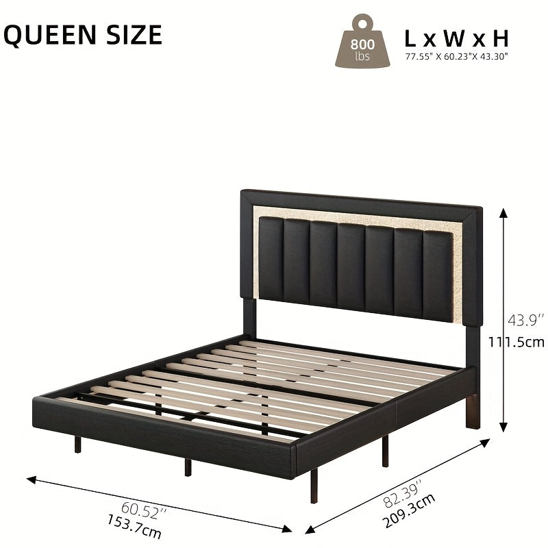 twin full queen smart led lights floating bed frame   - Temu