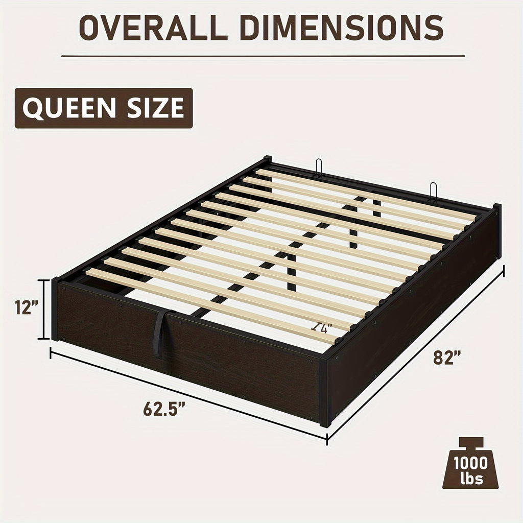 lift storage bed storage underneath wooden platform bed - Temu
