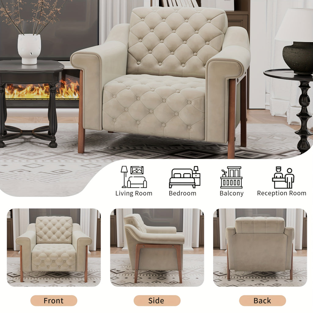 cozy accent chair faux leather modern living room chairs   - Temu