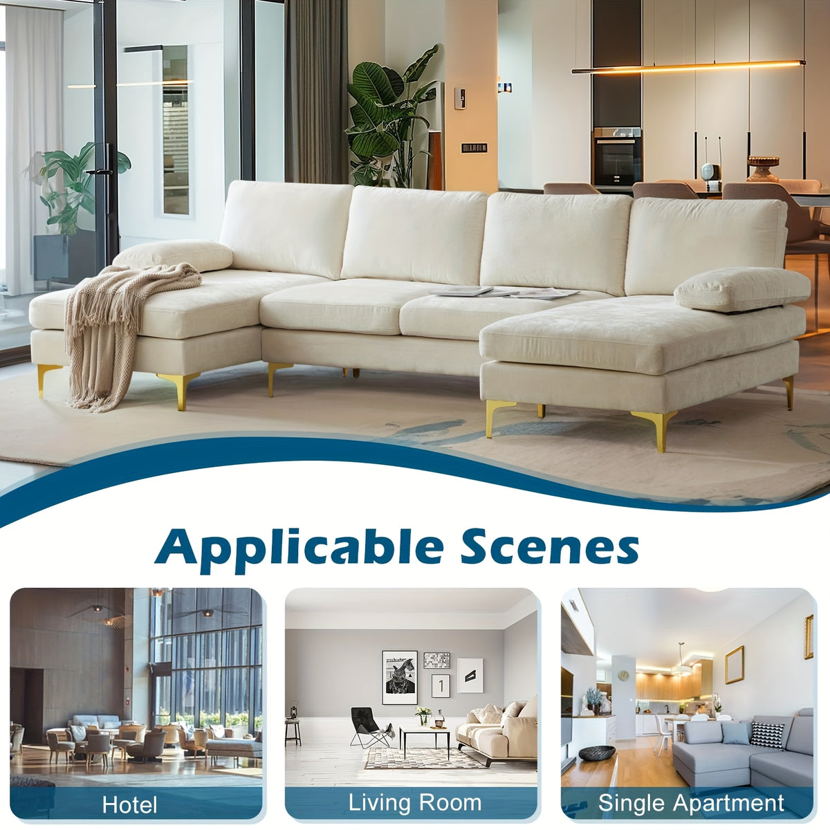 boonlo 110 w large u shape sectional sofa couch 51   - Temu