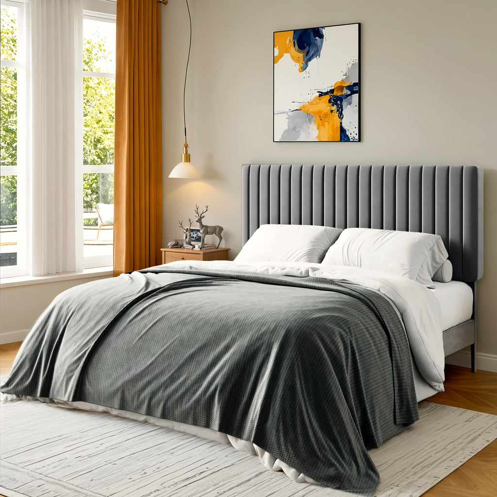 velvet upholstered bed frame adjustable headboard - Temu