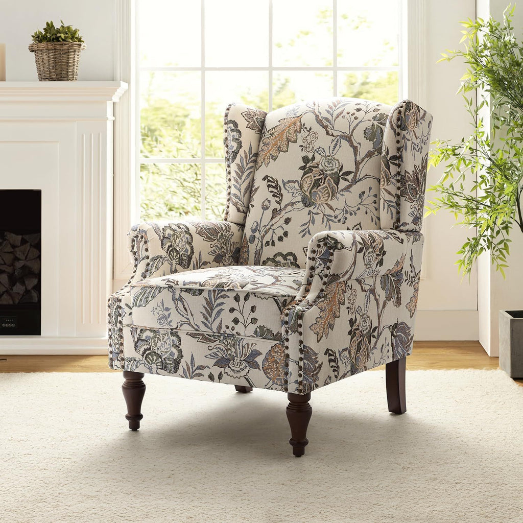 wingback accent chair floral   traditional - Temu