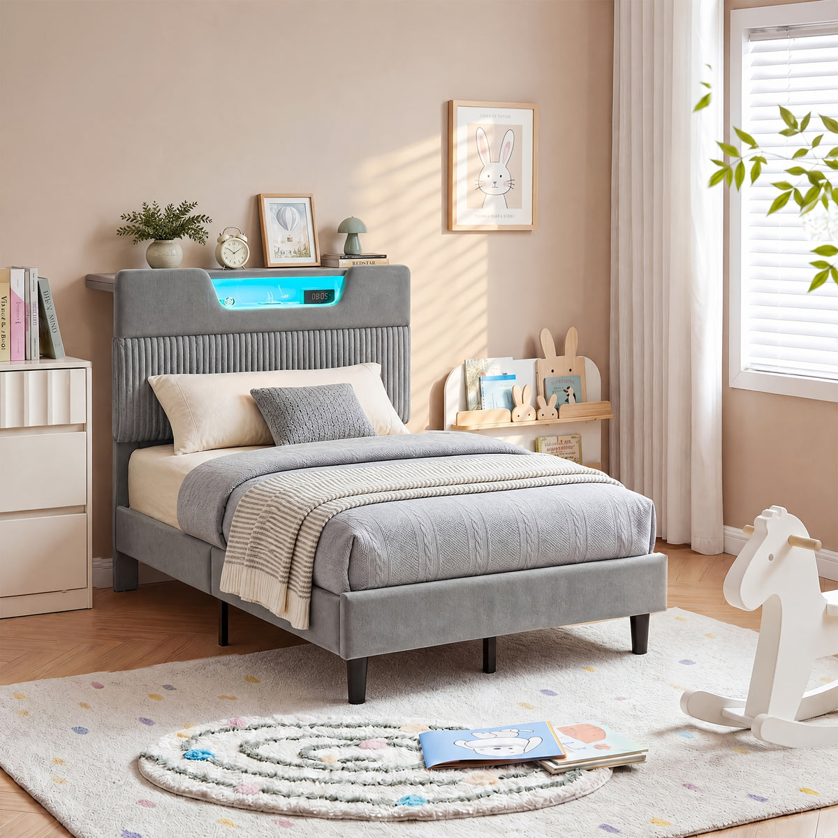 block hollow velvet bed frame led - Temu