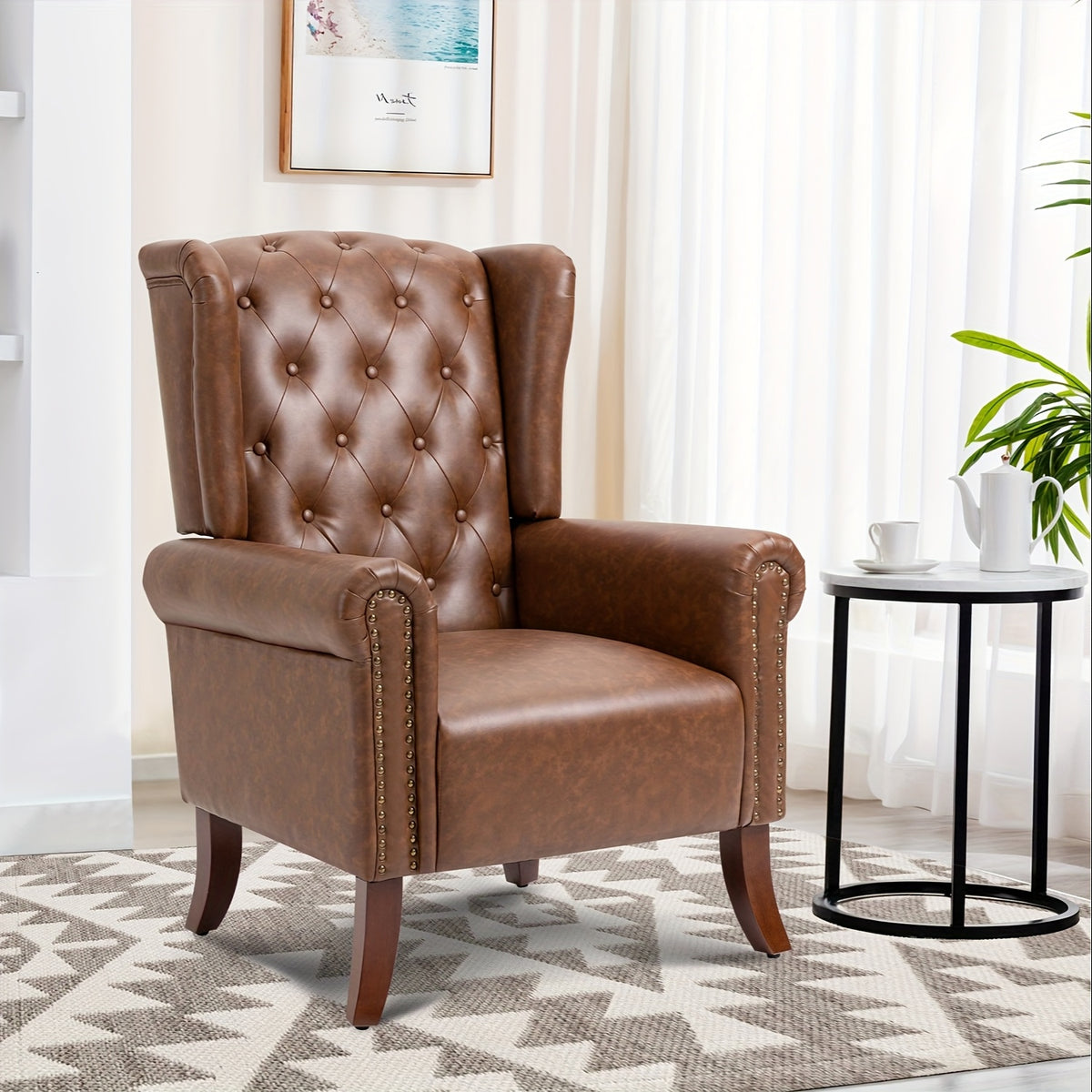 century accent chair faux leather modern living - Temu