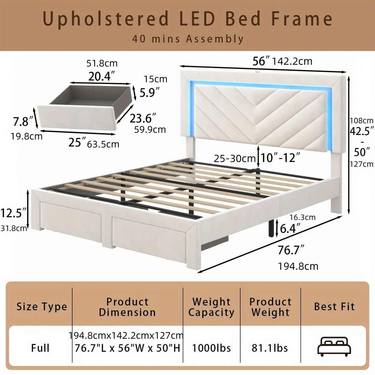 platform bed frame led adjustable headboard upholstered bed - Temu