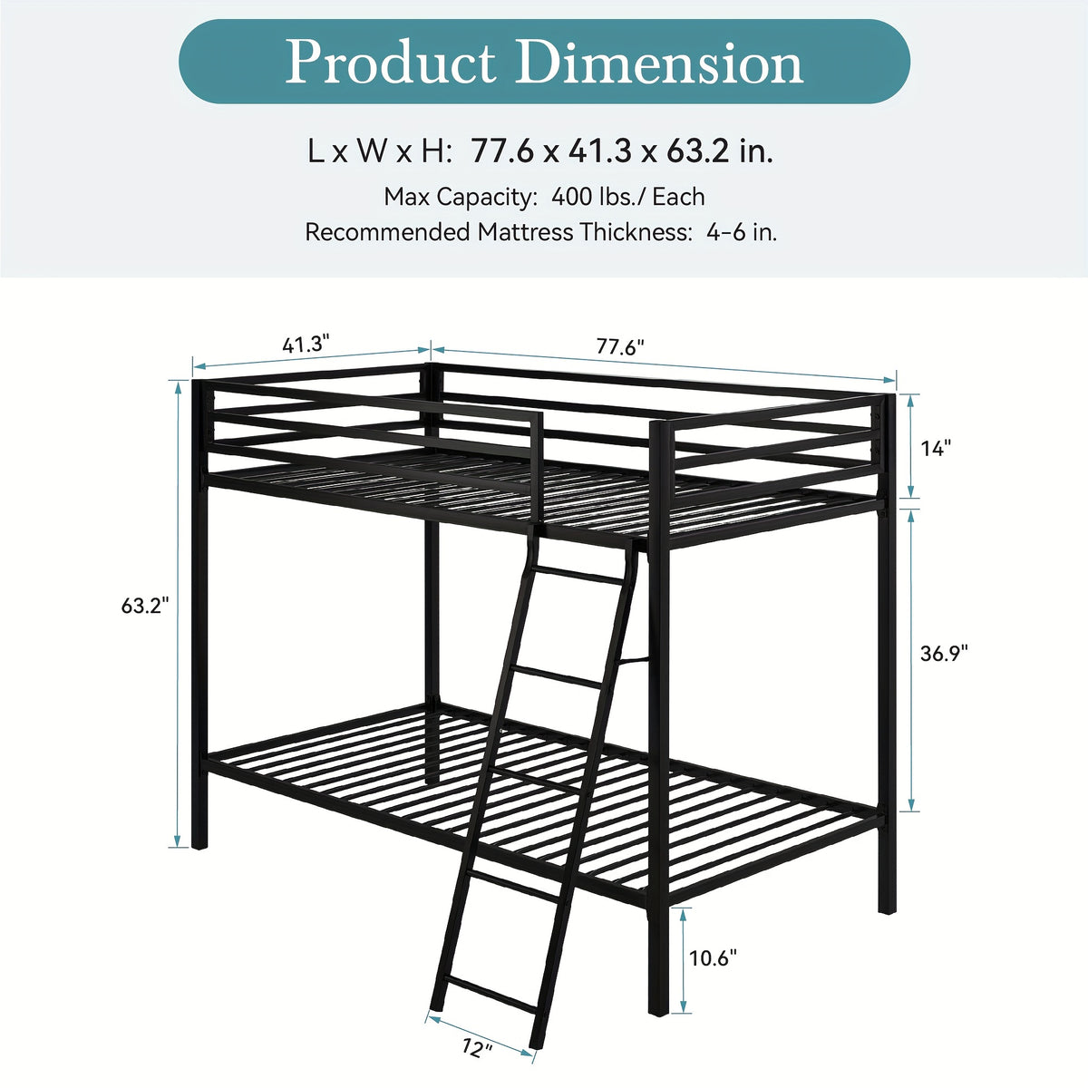 twin   bunk bed sturdy reinforced frame - Temu