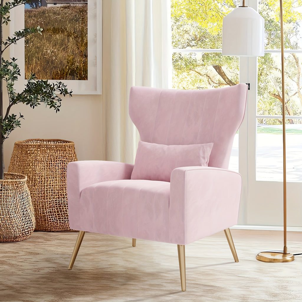 velvet accent chair wingback living room high back arm chair - Temu