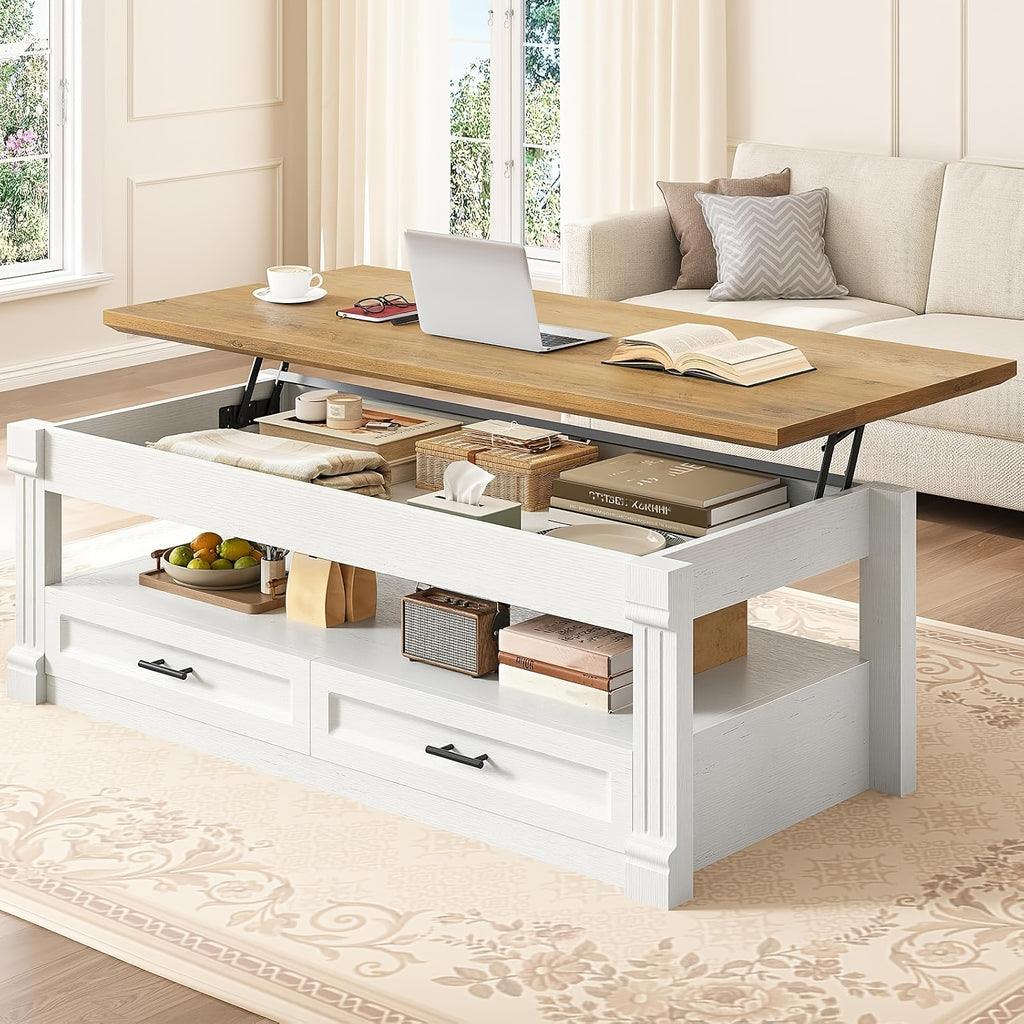lift top coffee table 2 storage drawers hidden compartment - Temu