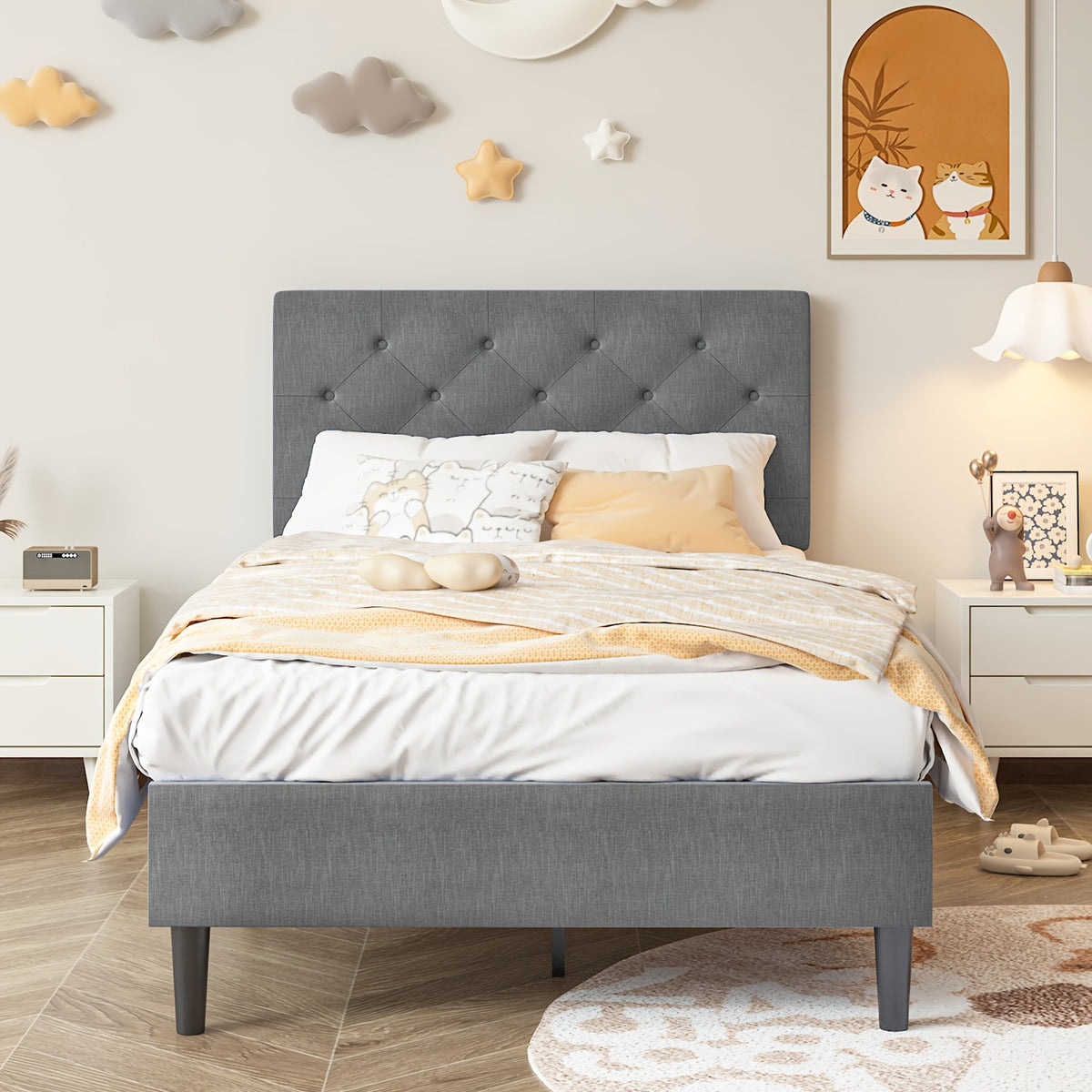 halloween twin full queen king bed frames upholstered - Temu
