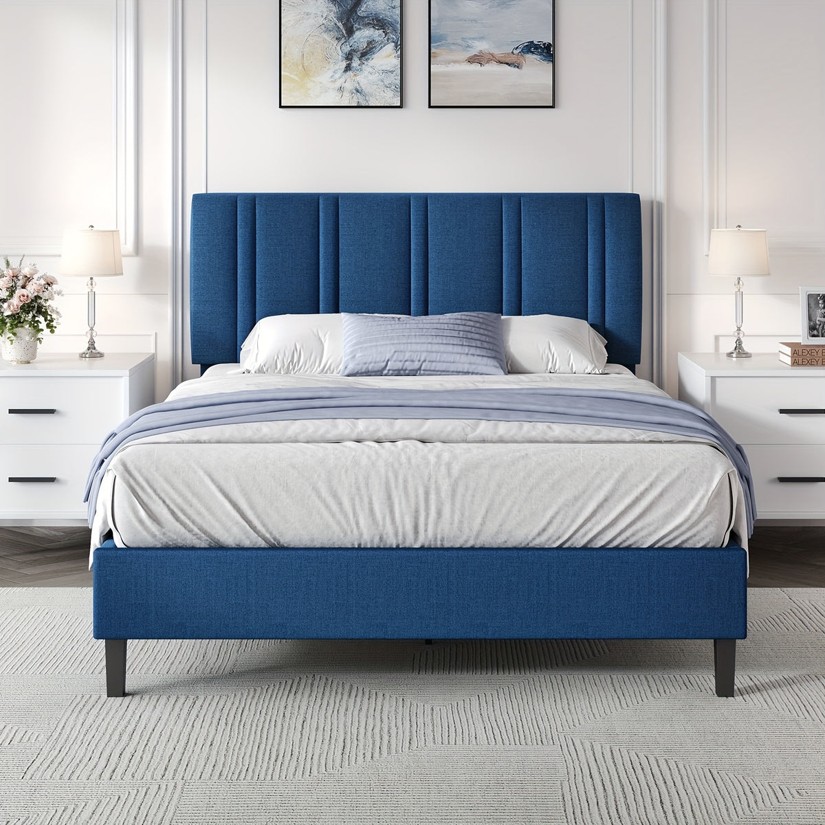 twin full queen size bed frame headboard sturdy wooden - Temu