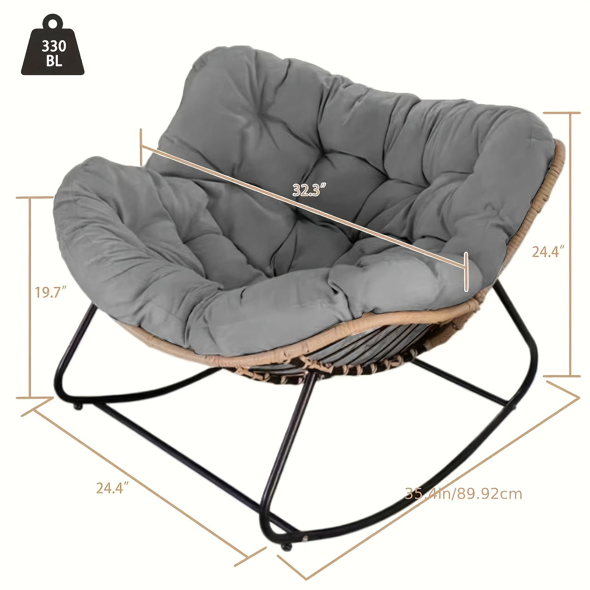 patio rocking chair, a papasson recliner, lounge/egg chair outdoor/indoor, comfy reading chair for porch/garden/patio/camping, spring/summer outdoor furniture, easter gift, with cushion - furniture - Temu