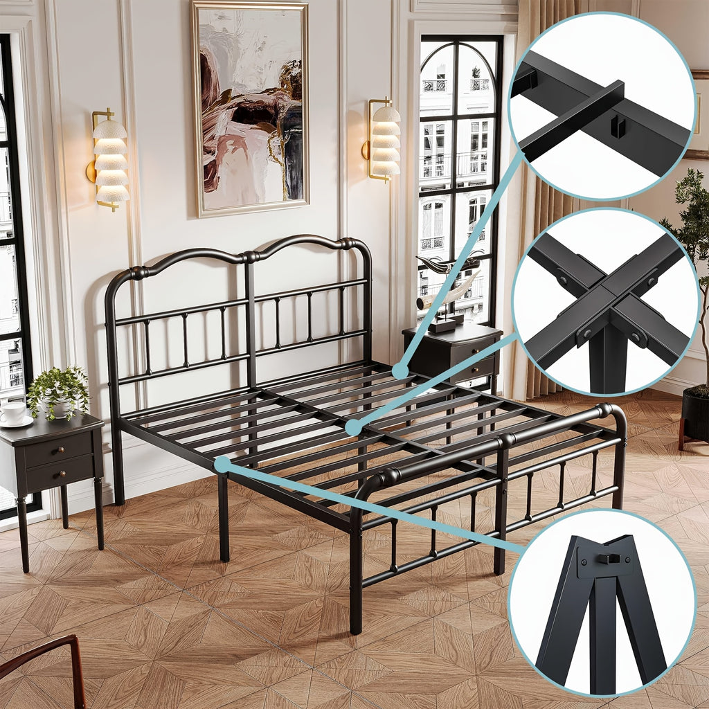 bed frame headboard footboard vintage style steel - Temu
