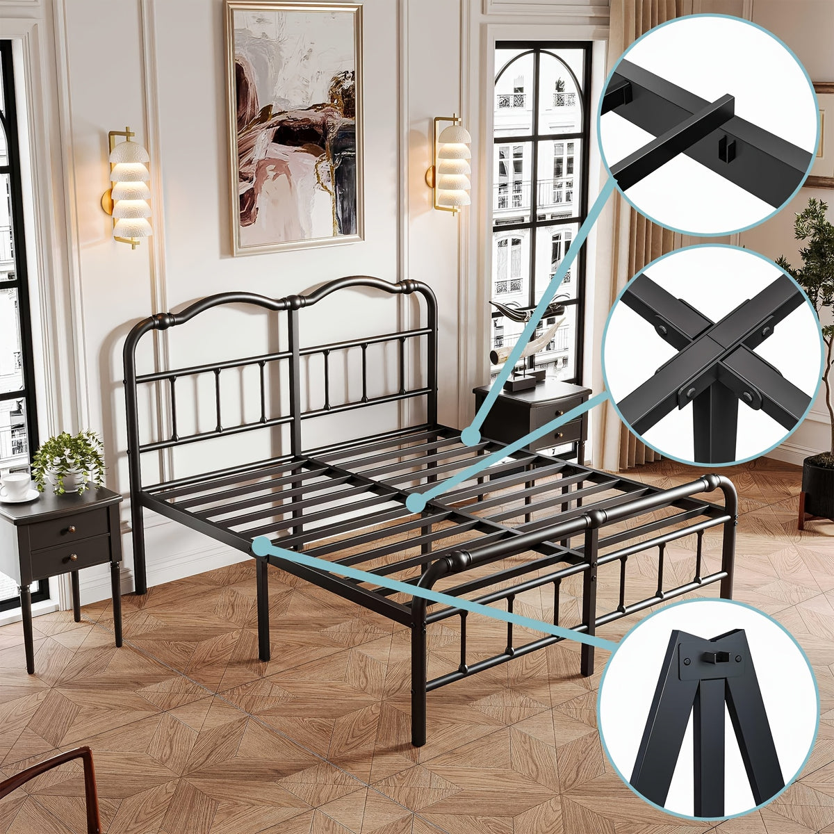 bed frame headboard footboard vintage style steel - Temu