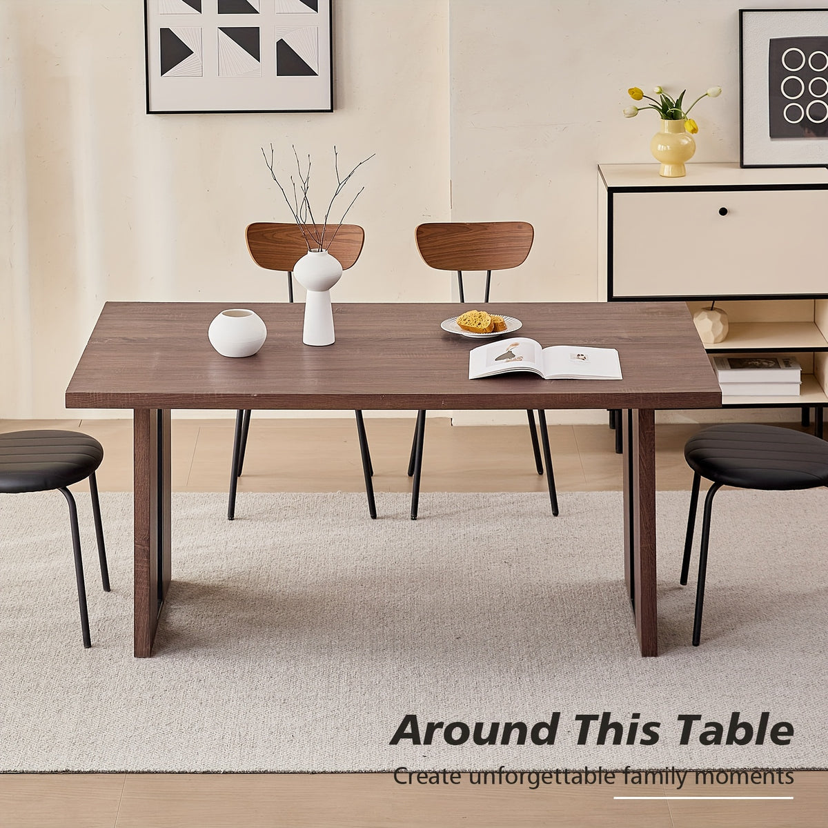 63 rectangle dining table 4 6 35 4 widen tabletop farmhouse - Temu