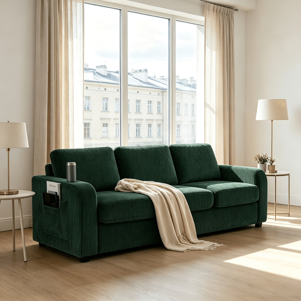 87 4 oversized 3 seater corduroy couch modern upholstered - Temu
