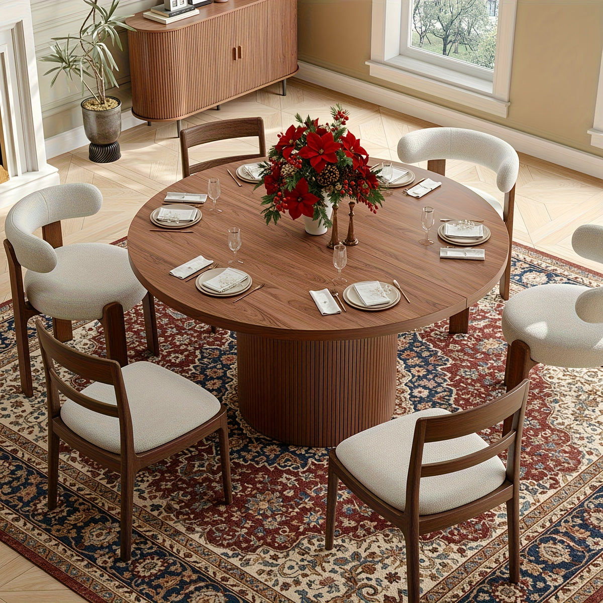 pazcasa 47 inch round dining table 4 circle kitchen table - Temu