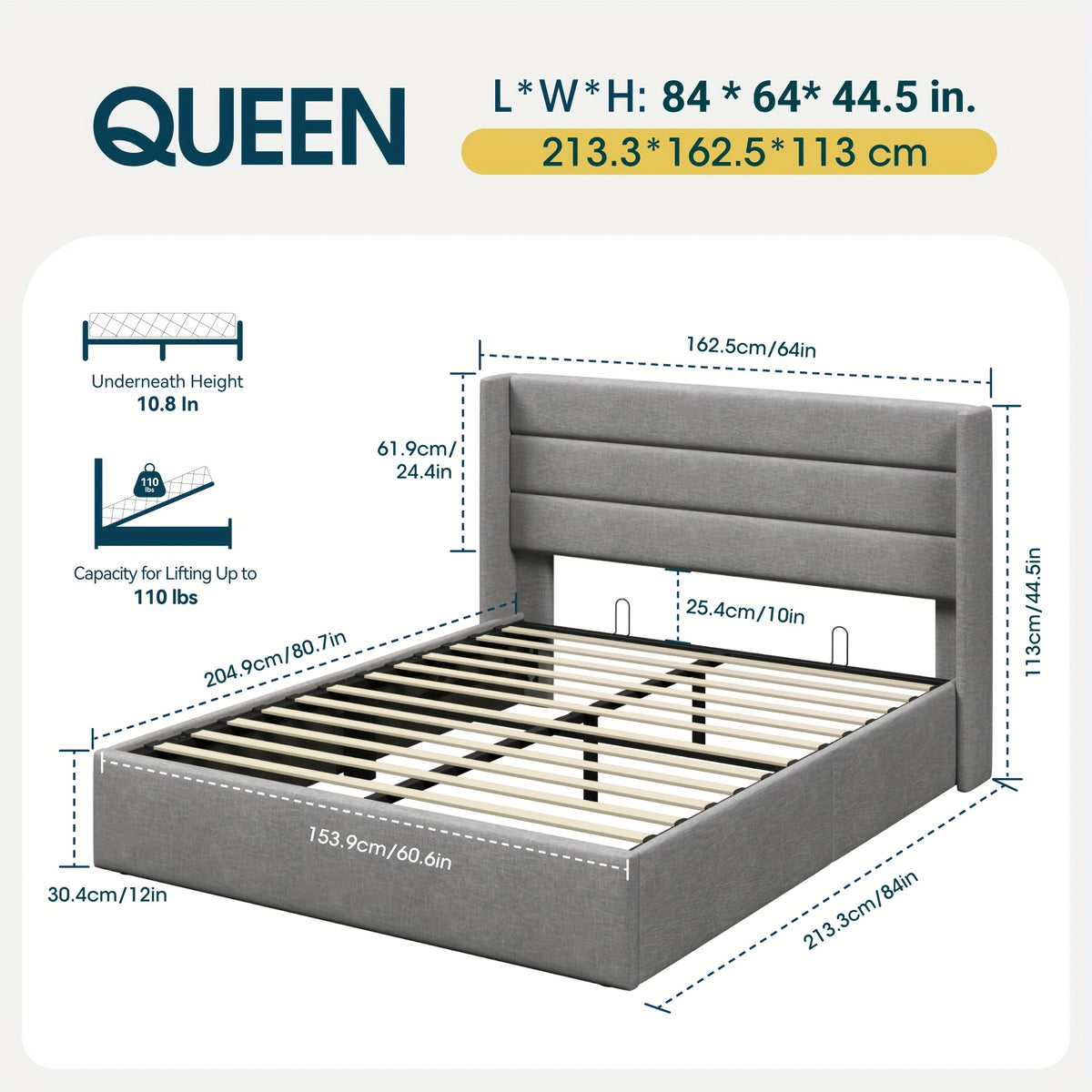 lift storage bed modern wingback upholstered - Temu