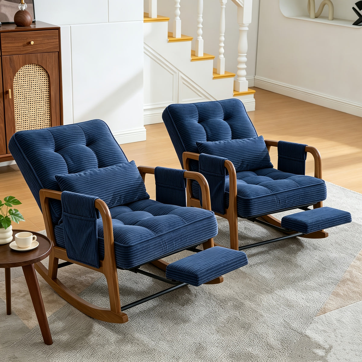 modern corduroy leisure rocking recliner side pocket - Temu