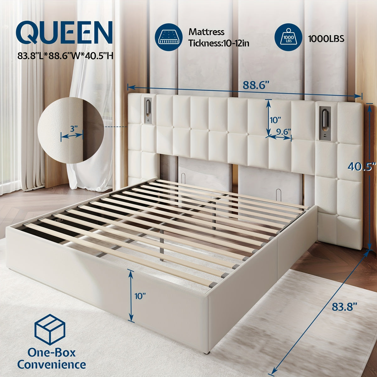 lift storage bed frame upholstered   - Temu