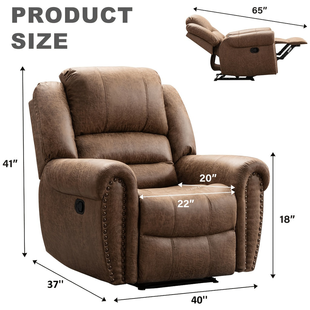 faux leather recliner chair classic traditional manual - Temu