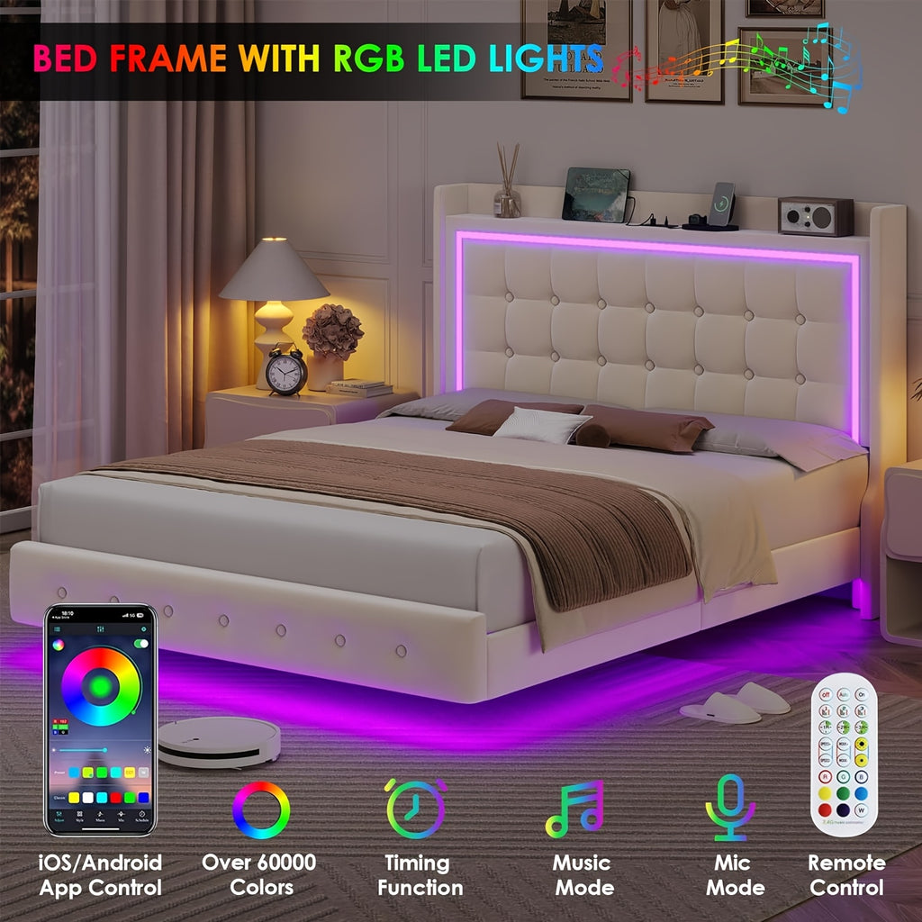 floating bed frame charging station type c usb ports - Temu