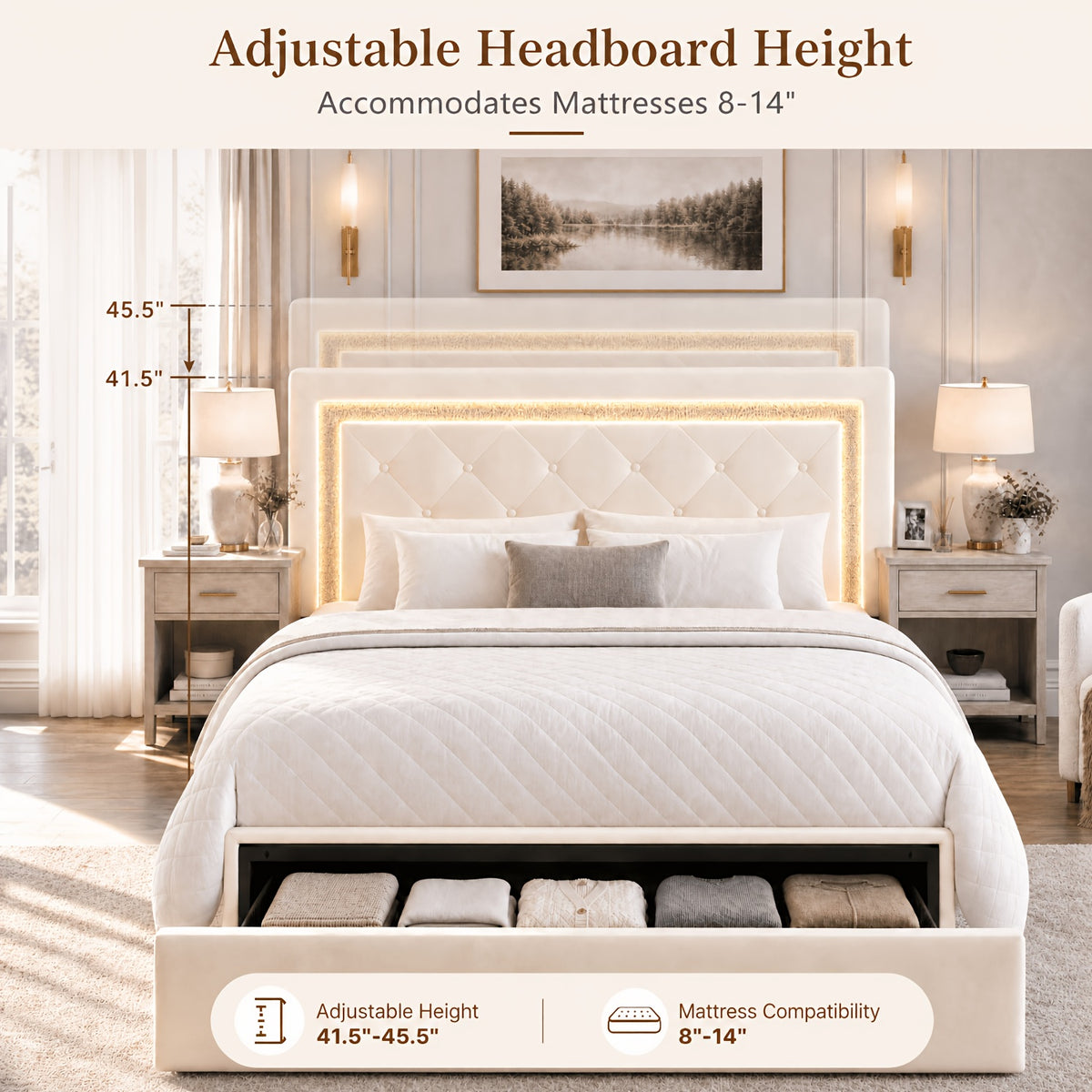 full queen   upholstered platform bed frame - Temu