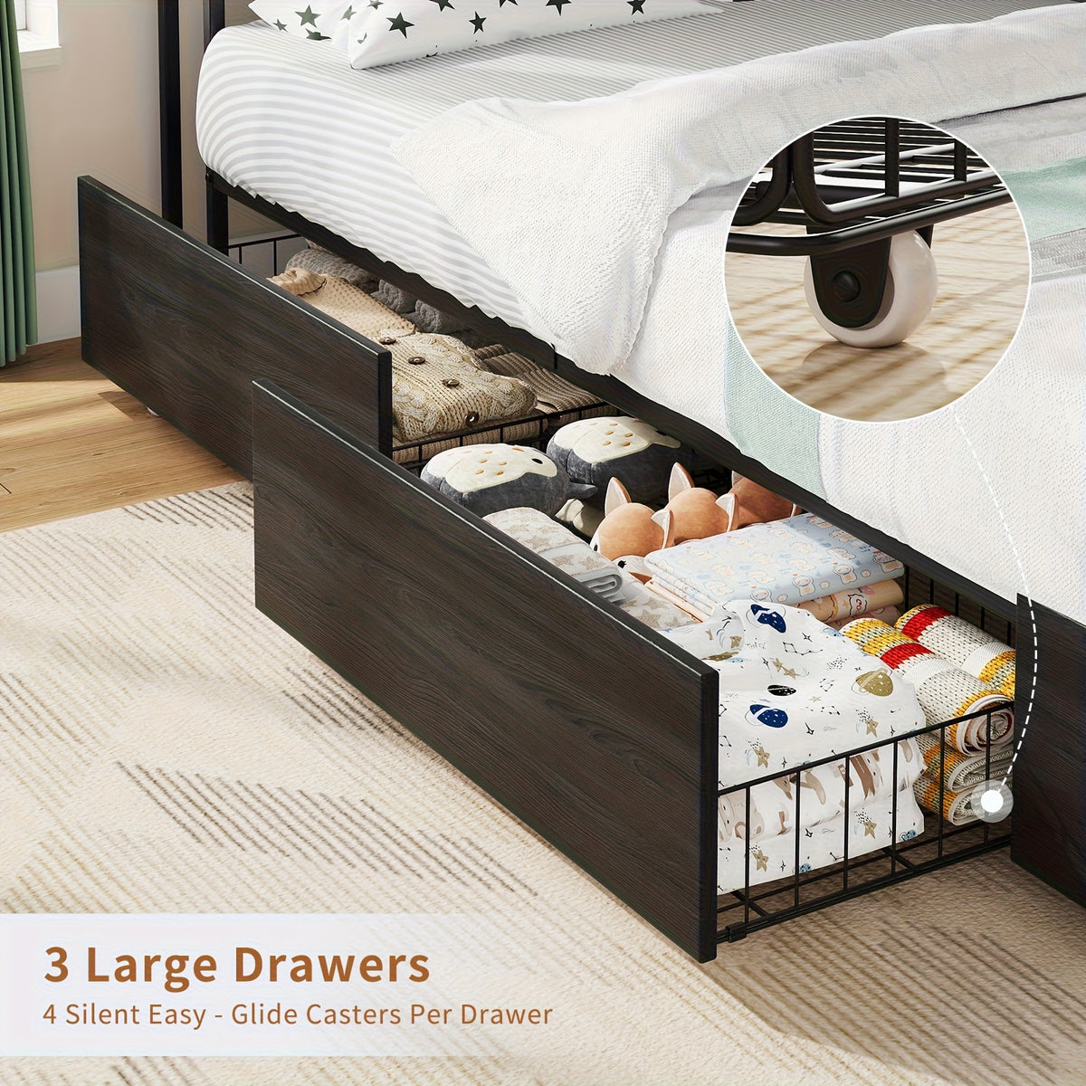 44 8 81inch single double bed 3 storage drawers led - Temu