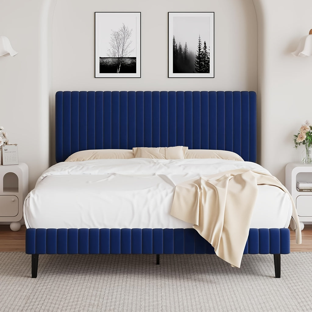 twin full queen king size bed frame velvet upholstered - Temu