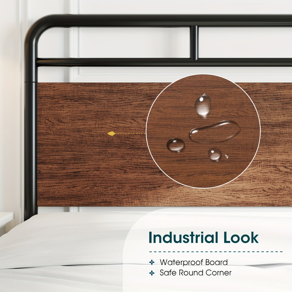 full queen king size bed frame metal bed wood - Temu