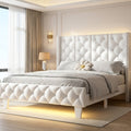 upholstered platform bed frame led lights tall bed frame - Temu