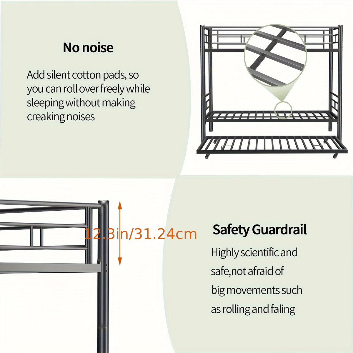 77 l metal bunk bed trundle twin bunk bed ladder - Temu