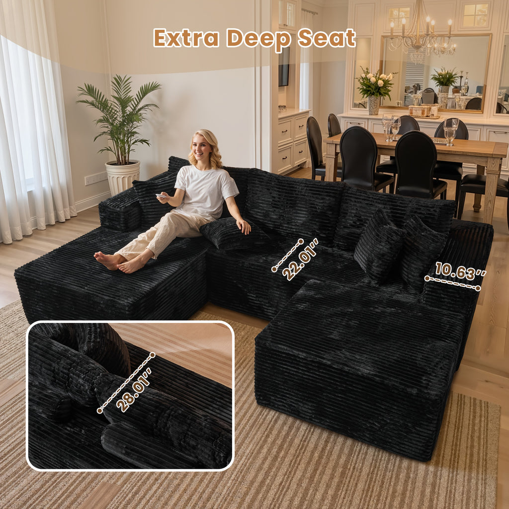 modern 108 inch convertible sectional sofa   4 pillows - Temu